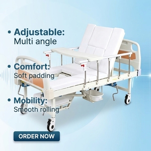 Hospital Grade Multifunctional Manual Nursing Bed Steel Construction