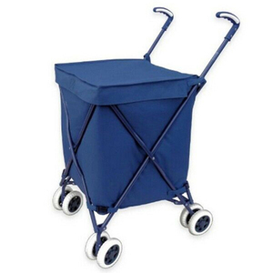 Foldable Utility Shopping Cart Removable Canvas Bag Portable Easy Rolling Laundry Basket
