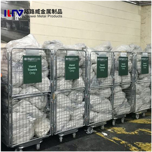 Stainless Steel Laundry Roll Cage Trolley Hotel Linen Transport Cart Hospital Laundry Basket