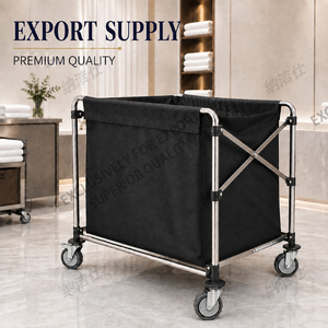 Commercial Laundry Cart Stainless Steel Thickened Canvas Hotel Housekeeping Cart