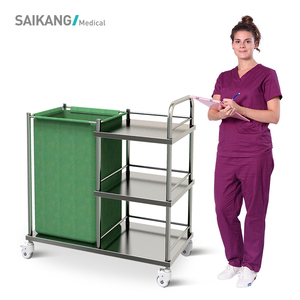 SKH027 Economic Hotel Housekeeping Clean Linen Cart Stainless Steel Hospital Laundry Trolley